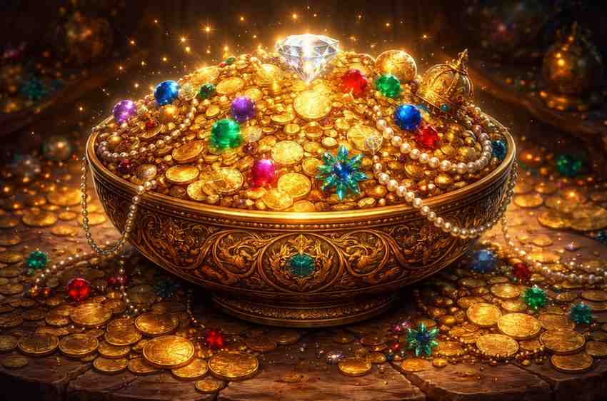 Jogo de slot Treasure Bowl com símbolos orientais e recompensas especiais